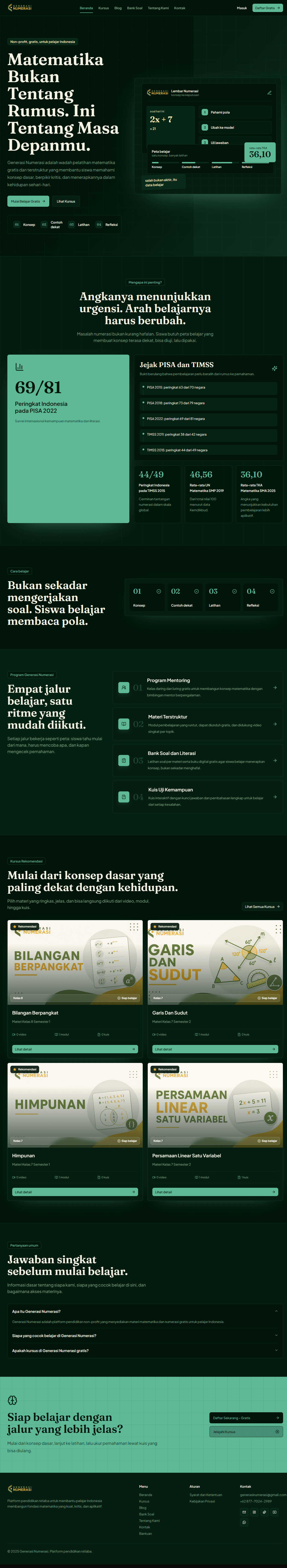 Contoh tampilan website Generasi Numerasi