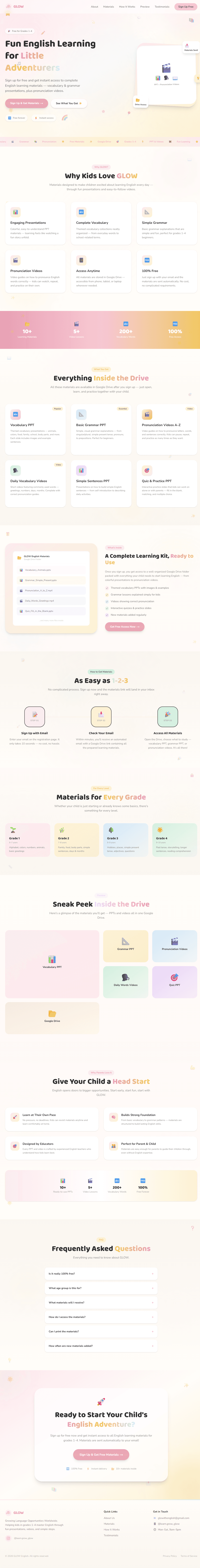 Contoh tampilan website GLOW English